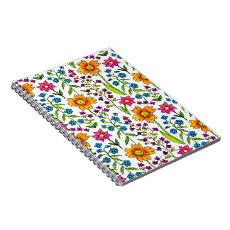 Colorful Hand-Drawn Wildflower Pattern  Notitieboek