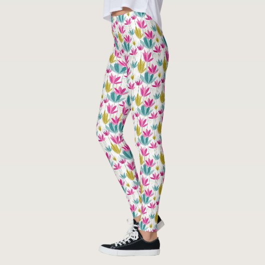 Colorful Hand-Painted Leaf Print Leggings (Links)