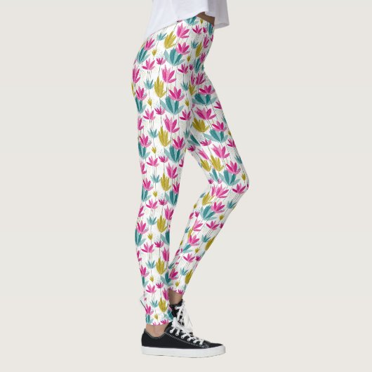 Colorful Hand-Painted Leaf Print Leggings (Rechts)