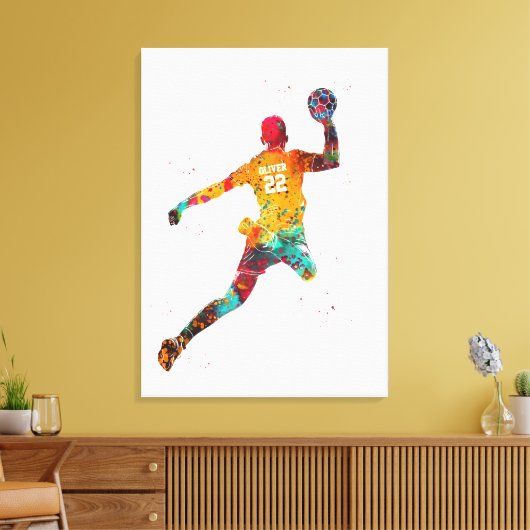 Colorful Handball Player Canvas Afdruk (Insitu (Woonkamer))