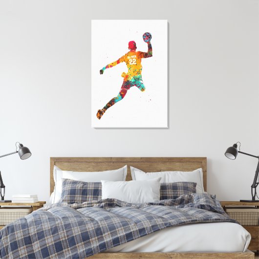Colorful Handball Player Canvas Afdruk (Insitu (Slaapkamer))
