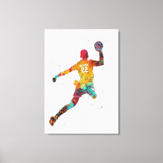 Colorful Handball Player Canvas Afdruk (Voorkant)