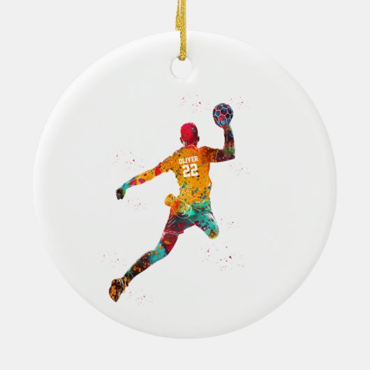 Colorful Handball Player Keramisch Ornament (Achterkant)