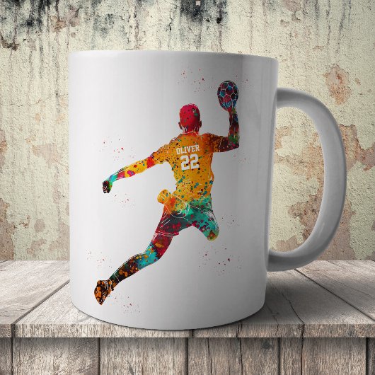 Colorful Handball Player Koffiemok