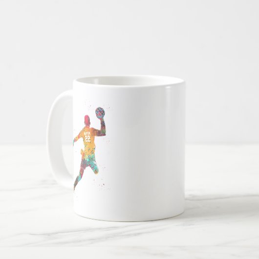 Colorful Handball Player Koffiemok (Voorkant links)
