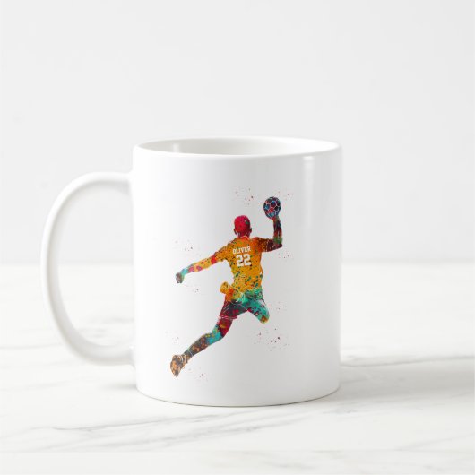 Colorful Handball Player Koffiemok (Links)