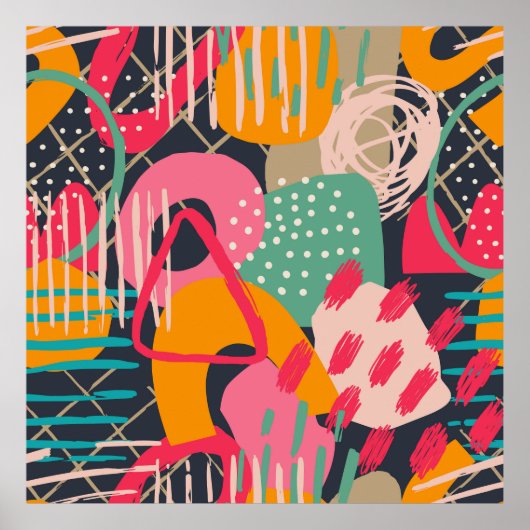 Colorful HandDrawnContemedhedendaagse grap Art 1 Poster (Voorkant)