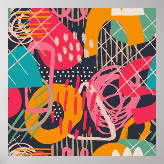 Colorful HandDrawnContemedhedendaagse grap Art 2 Poster (Voorkant)