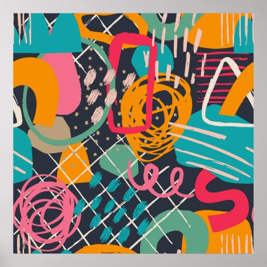 Colorful HandDrawnContemedhedendaagse grap Art 3 Poster (Voorkant)