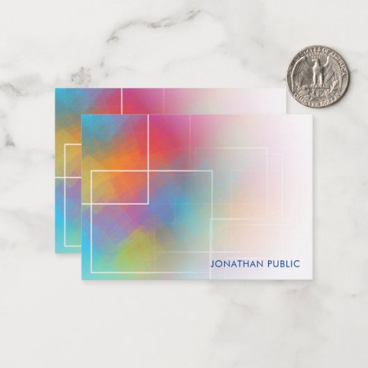 Colorful Handgeschreven Script Monogram Elegant Notitiekaartje (Voorkant / Achterkant in situ)