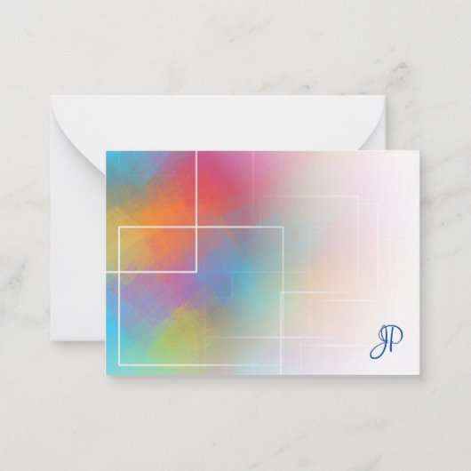 Colorful Handgeschreven Script Monogram Elegant Notitiekaartje (Achterkant)