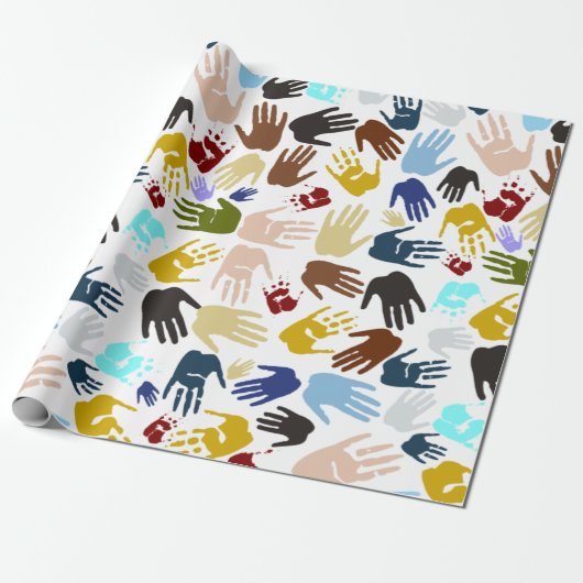 Colorful Handprint Cadeaupapier (Uitgerold)