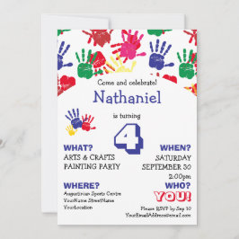 Colorful Handprints Kids Birthday Party Kaart