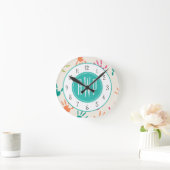 Colorful Handprints Monogram Teacher Ronde Klok (Huis)