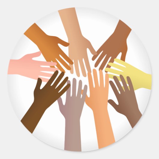 Colorful Hands Ronde Sticker (Voorkant)