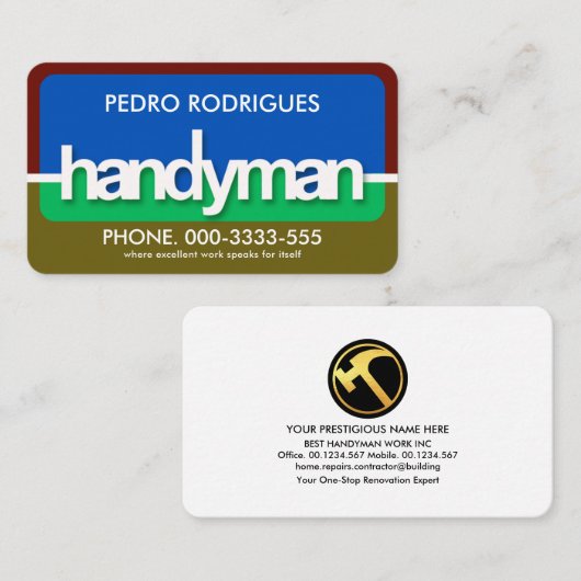 Colorful Handyman Signage Lijst Visitekaartje (Voorkant / Achterkant)