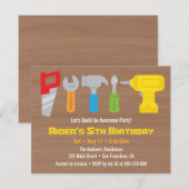 Colorful Handyman Tools Birthday Party Invitations Kaart (Voorkant / Achterkant)