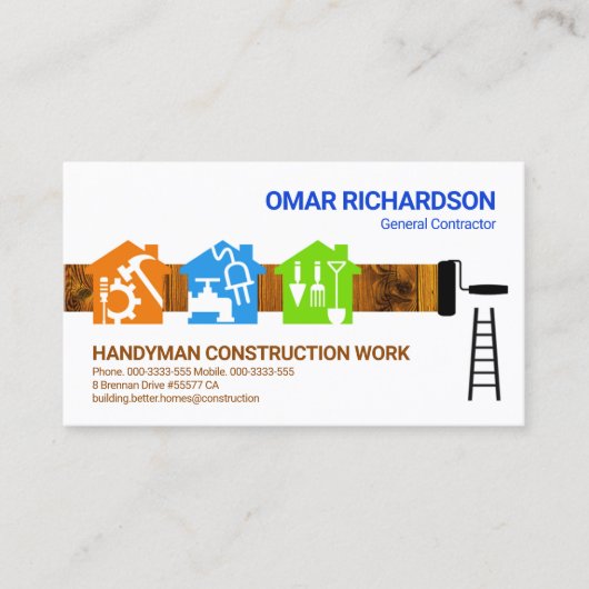 Colorful Handyman Tools Home Painter Visitekaartje (Voorkant)