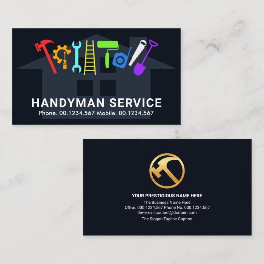 Colorful Handyman Tools Home Remodeling Contractan Visitekaartje (Voorkant / Achterkant)