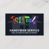 Colorful Handyman Tools Home Remodeling Contractan Visitekaartje (Voorkant)