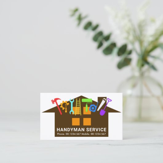 Colorful Handyman Tools Home Remodeling Visitekaartje (Staand voorkant)