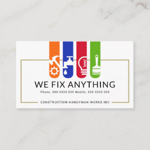 Colorful Handyman Tools Lijst Visitekaartje