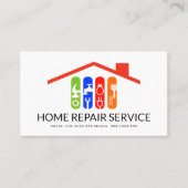 Colorful Handyman Tools Roof Building Visitekaartje (Voorkant)