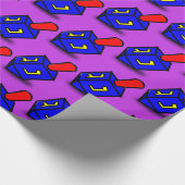 Colorful Hanukkah dreidl paarse gift Cadeaupapier (Hoek)