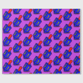 Colorful Hanukkah dreidl paarse gift Cadeaupapier (Vlak)