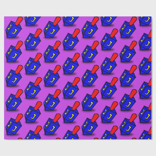 Colorful Hanukkah dreidl paarse gift Cadeaupapier (Vlak)