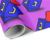 Colorful Hanukkah dreidl paarse gift Cadeaupapier (Rol Hoek)