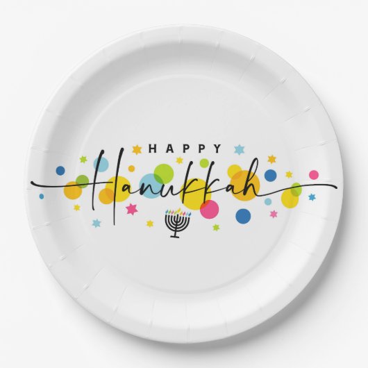 Colorful Hanukkah Papieren Bordje (Voorkant)