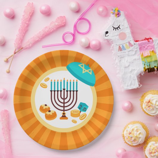 Colorful Hanukkah Party Papieren Bordje (Feest)