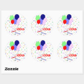 Colorful Happy 100th Birthday Balloons Ronde Sticker (Vel)