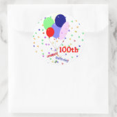 Colorful Happy 100th Birthday Balloons Ronde Sticker (Tas)