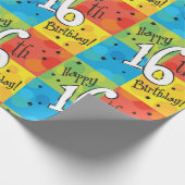 Colorful Happy 16th Birthday Cadeaupapier (Hoek)