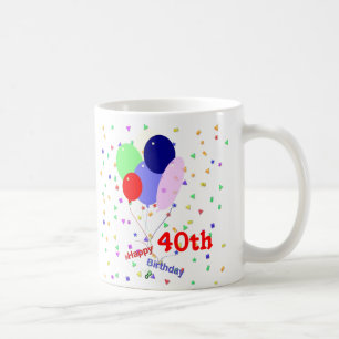 Colorful Happy 40th Birthday Balloons Koffiemok