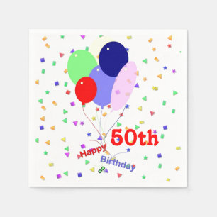Colorful Happy 50th Birthday Balloons Servetten