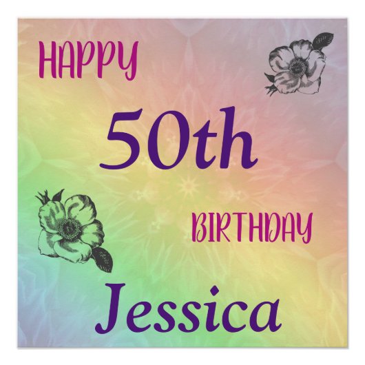 Colorful Happy 50th Birthday Perfect Poster (Voorkant)