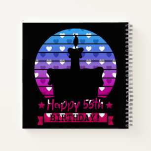 Colorful Happy 55th verjaardagstaart met hart Notitieboek