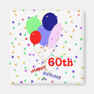 Colorful Happy 60th Birthday Balloons Magneet
