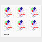 Colorful Happy 60th Birthday Balloons Vierkante Sticker (Vel)