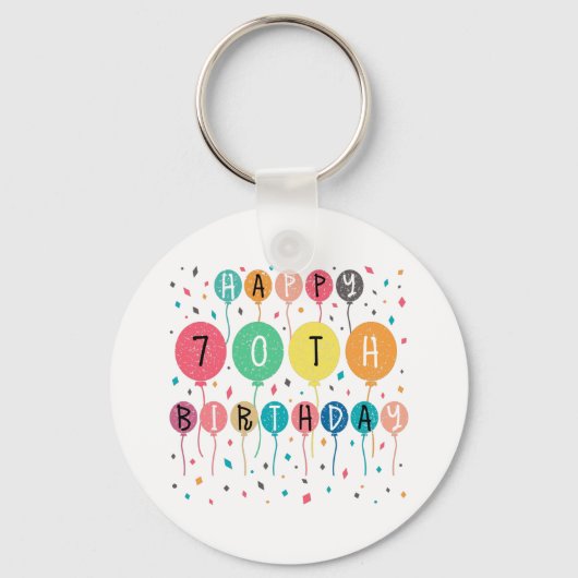 Colorful Happy 70th Sleutelhanger (Voorkant)
