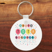 Colorful Happy 70th Sleutelhanger (Voorkant)
