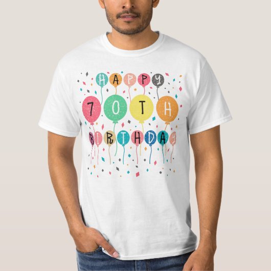 Colorful Happy 70th T-shirt (Voorkant)