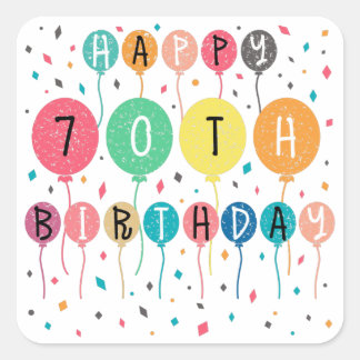 Colorful Happy 70th Vierkante Sticker
