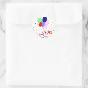 Colorful Happy 90th Birthday Balloons Ronde Sticker