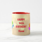 Colorful Happy 90th Birthday - Gepersonaliseerd Mok (Midden)