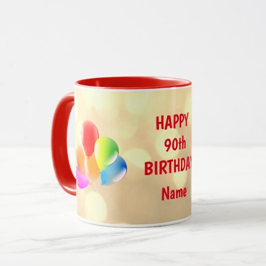 Colorful Happy 90th Birthday - Gepersonaliseerd Mok (Voorkant links)