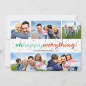 Colorful Happy Alles Confetti 5 Foto Collage Feestdagenkaart (Voorkant)